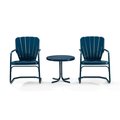 Crosley Ridgeland 3 Piece Metal Conversation Seating Set in Navy Gloss KO10012NV